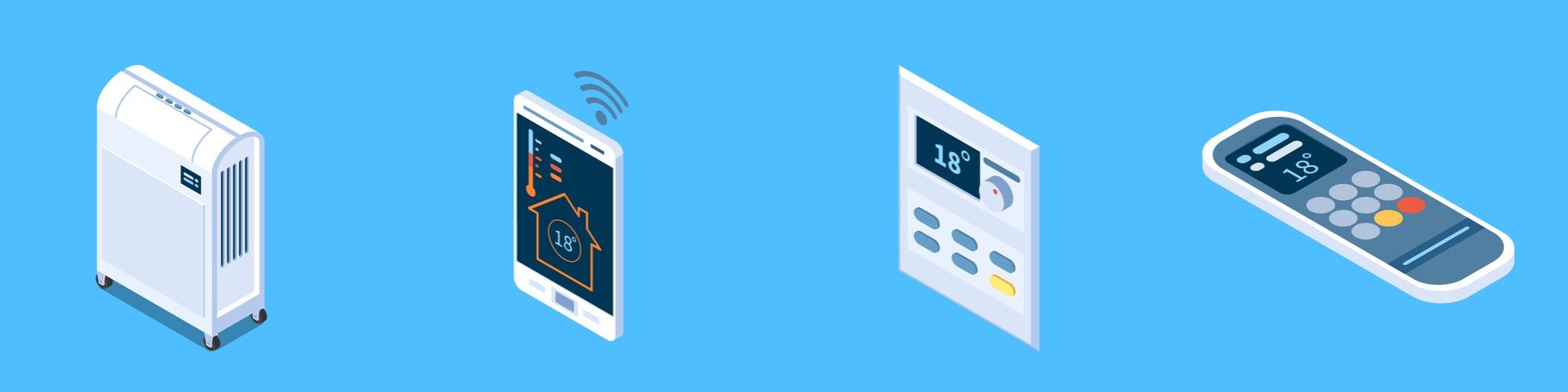 Home Climate Control Isometric Icons